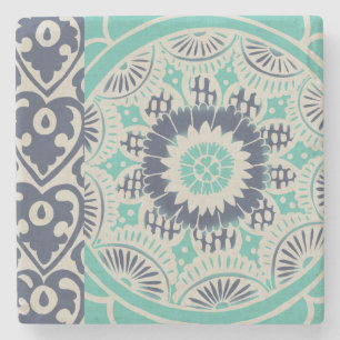 Dessous-de-verre En Pierre Carreau bleu Batik III