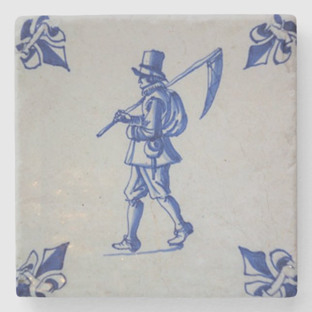 Dessous-de-verre En Pierre Carreaux bleus Delft - Modèle (Devant)