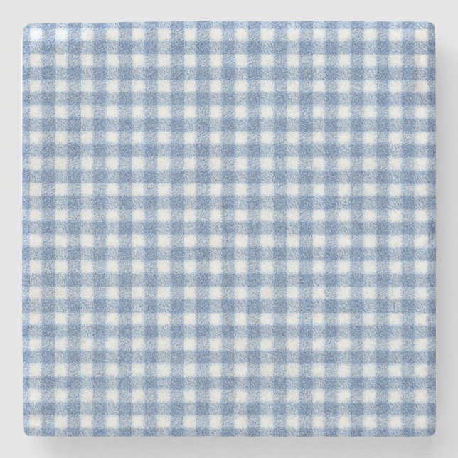 Dessous-de-verre En Pierre Carreaux Gingham Bleu et Blanc Classiques  (Devant)