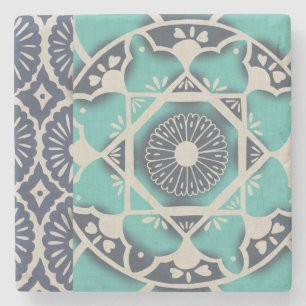 Dessous-de-verre En Pierre Carrelage bleu Batik II