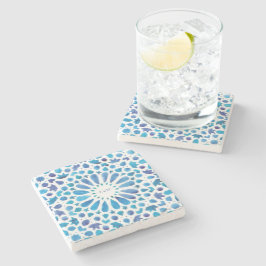 Dessous-de-verre En Pierre Carrelage bleu marocain Monogramme Mariage