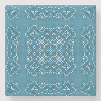 Dessous-de-verre En Pierre Carrelage bleu ornemental Motif - Géométrique comp