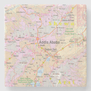 Dessous-de-verre En Pierre Carte ancienne d'Addis-Abeba et d'Éthiopie central