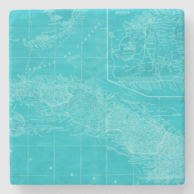 Dessous-de-verre En Pierre Carte Blue Cuba (Devant)