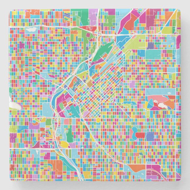 Dessous-de-verre En Pierre Carte colorée de Denver (Devant)
