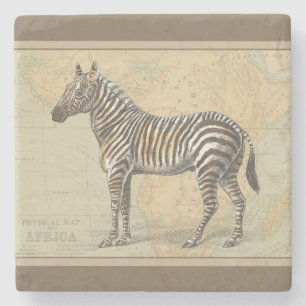 Dessous-de-verre En Pierre Carte de l'Afrique et un zèbre