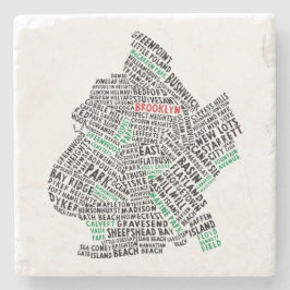 Dessous-de-verre En Pierre Carte de typographie de Brooklyn New York City