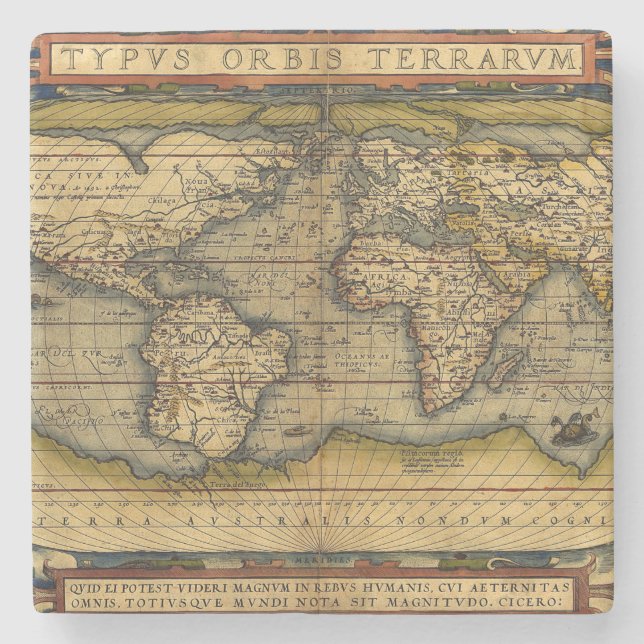 Dessous-de-verre En Pierre Carte de Vieux Monde (Devant)