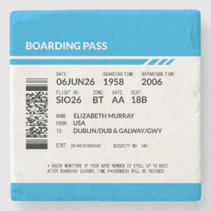 Dessous-de-verre En Pierre Carte d'embarquement 6000x6000 (bleue) DAM06
