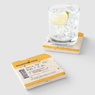 Dessous-de-verre En Pierre Carte d'embarquement - Jaune