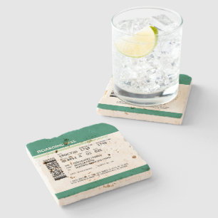 Dessous-de-verre En Pierre Carte d'embarquement - Vert