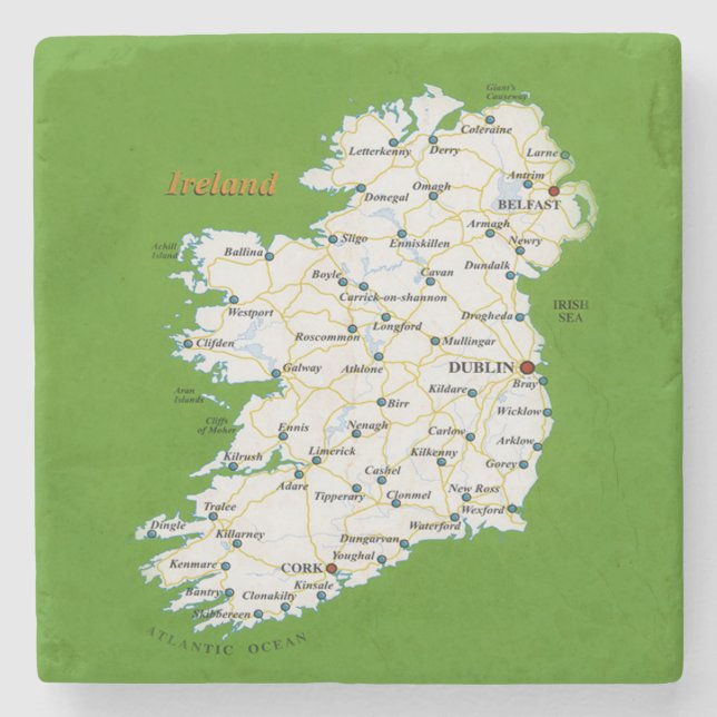Dessous-de-verre En Pierre Carte des dessous de verre de l'Irlande (Devant)