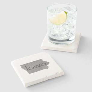 Dessous-de-verre En Pierre Carte Iowa Formé Vintage Gris Chalkboard avec le