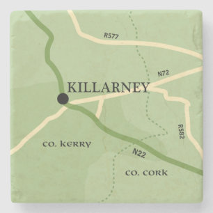 Dessous-de-verre En Pierre Carte routière du comté de Killarney Kerry Irlande