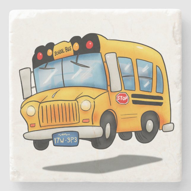 Dessous-de-verre En Pierre Cartoon School Bus (Devant)