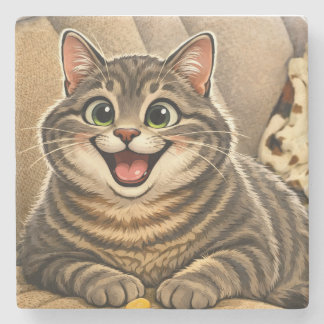 Dessous-de-verre En Pierre Cat caricature 