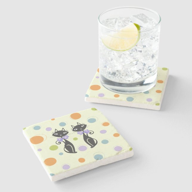 Dessous-de-verre En Pierre Cat moderne du milieu du siècle (Côté)