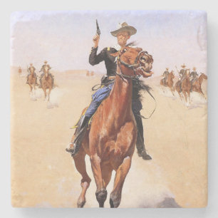 Dessous-de-verre En Pierre Cavalier des Plaines (Cavalier de cheval Cowboy)