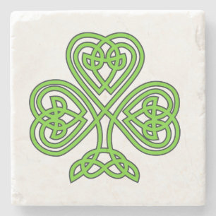 Dessous-de-verre En Pierre Celtic Knot Shamrock vert