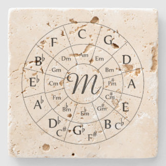 Dessous-de-verre En Pierre Cercle de monogramme de cinquièmes