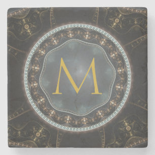 Dessous-de-verre En Pierre Cercle de vapeur métallique monogramme
