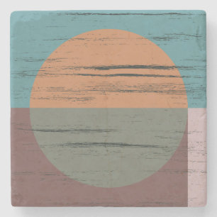 Dessous-de-verre En Pierre Cercle Orange Et Vert