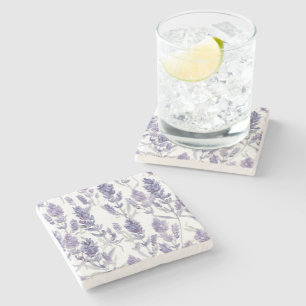 Dessous-de-verre En Pierre Champs de Lavande Motif de Fleur Aquarelle Viole