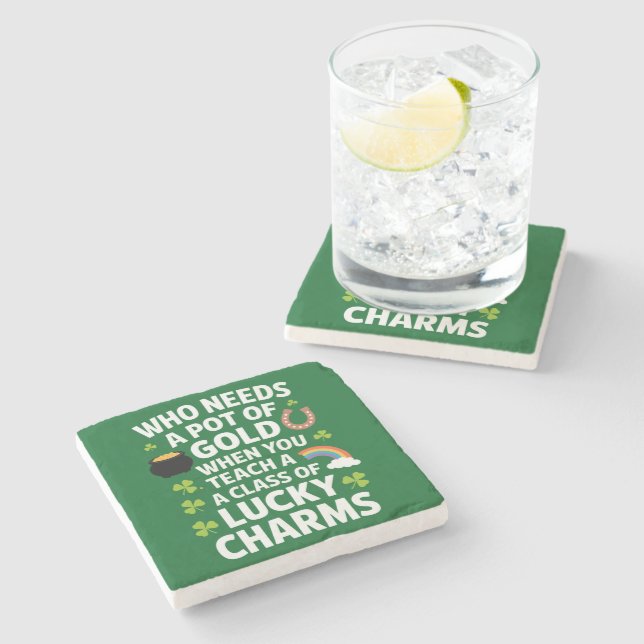 Dessous-de-verre En Pierre Charme de chance de professeur de la Saint-Patrick (Côté)
