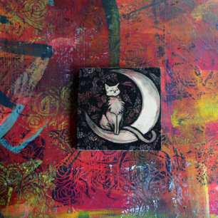 Dessous-de-verre En Pierre Chat de lune Chat de lune