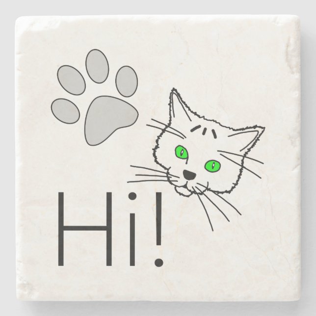 Dessous-de-verre En Pierre Chat - Salut ! (Devant)