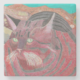 Dessous-de-verre En Pierre Chat Stripey Au Dessous de verre De Joshua Tree