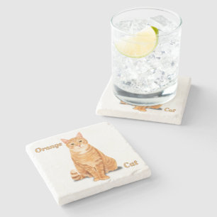 Dessous-de-verre En Pierre Chat tigré orange personnalisé