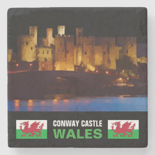 DESSOUS-DE-VERRE EN PIERRE CHÂTEAU DE CONWAY, WALES