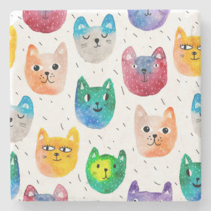Dessous-de-verre En Pierre Chats aquarelles et amis