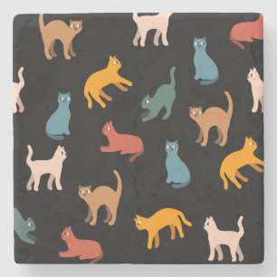 Dessous-de-verre En Pierre Chats sur le noir