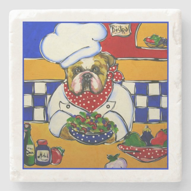 Dessous-de-verre En Pierre Chef Bulldog (Devant)