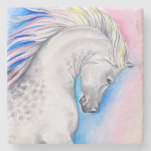 Dessous-de-verre En Pierre Cheval arabe arc-en-ciel
