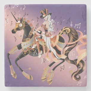 Dessous-de-verre En Pierre Cheval mécanique Steampunk et dame dessous de verr