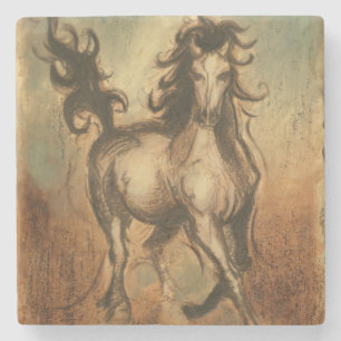 Dessous-de-verre En Pierre Cheval sauvage et couleurs chaudes