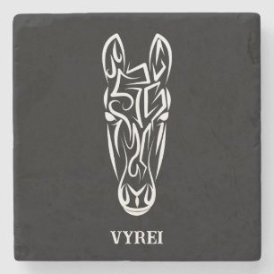 Dessous-de-verre En Pierre Cheval tribal noir et blanc
