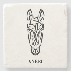 Dessous-de-verre En Pierre Cheval tribal noir et blanc