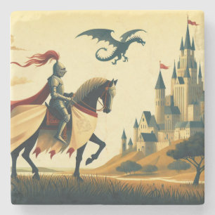 Dessous-de-verre En Pierre Chevalier médiéval/dragon/château fantastique