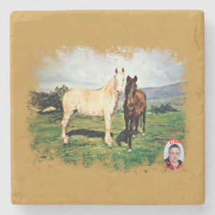 Dessous-de-verre En Pierre Chevaux/Cabalos/Horses