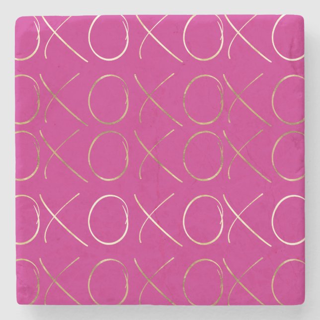 Dessous-de-verre En Pierre Chic Pink Gold Glam XOXO (Devant)