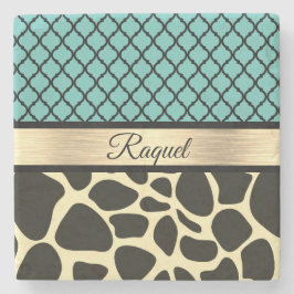 Dessous-de-verre En Pierre Chic Quatrefoil Giraffe Imprimer   