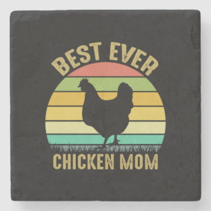 Dessous-de-verre En Pierre Chicken Art Meilleur jamais Chicken Maman