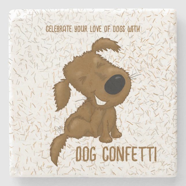 Dessous-de-verre En Pierre Chien Confetti Chedding Chien (Devant)