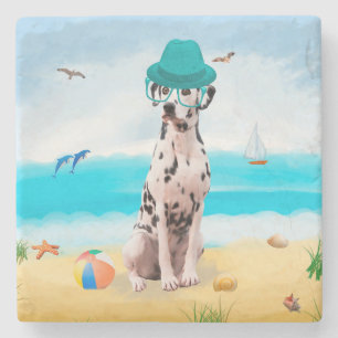 Dessous-de-verre En Pierre Chien Dalmation sur la plage