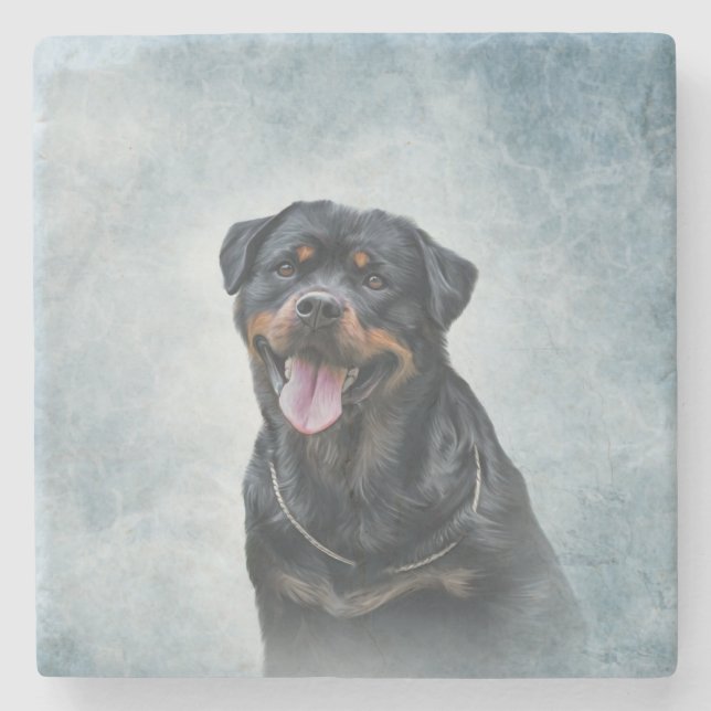 Dessous-de-verre En Pierre Chien de rottweiler (Devant)