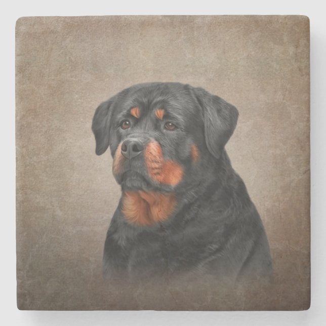 Dessous-de-verre En Pierre Chien de rottweiler (Devant)